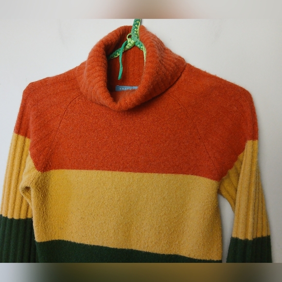 SMARTSET Y2K Turtle Neck Women Size M Colurful Long Sleeve 30% Wool - Picture 2 of 8
